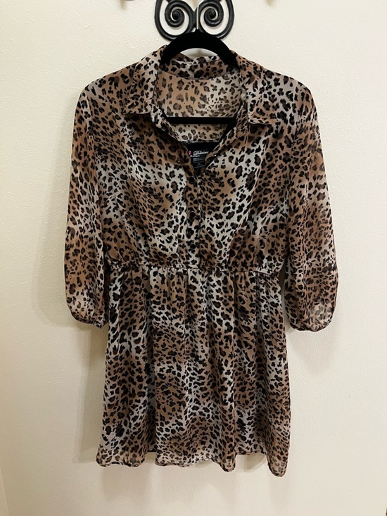 Delirious Dresses & Skirts - Delirious Tan and Black Leopard-Print Tunic